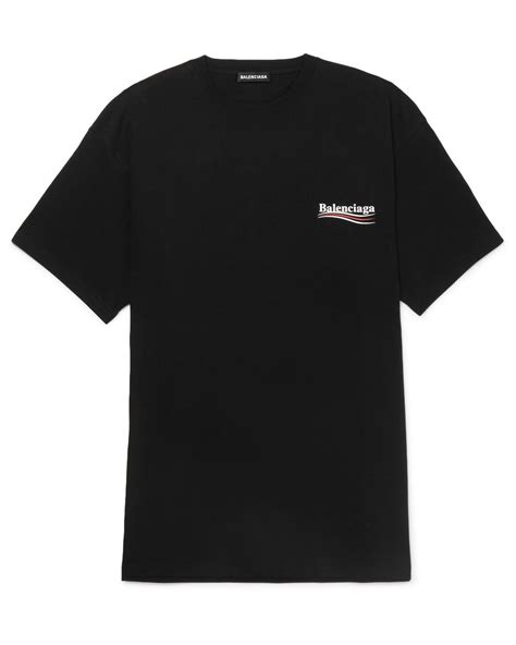 Balenciaga Oversized Logo Print Cotton Jersey T Shirt In Black For Men