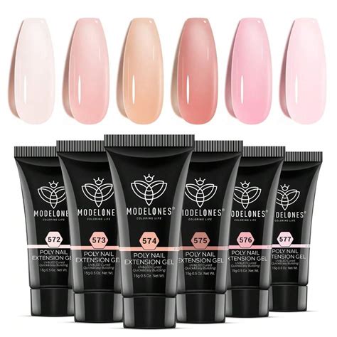 Modelones Polygel Conjunto 6 Cores Nude Rosa Poly Gel Unhas Auto Conjunto de Extensão Rápida