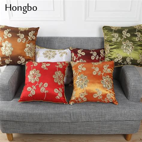 Hongbo 1 Pcs Chinese Style Flower Printed Embroidery Sequins Throw