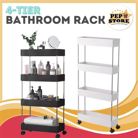 Pep Store 4-Tier Bathroom Rack | Rolling Shelving Rack | Lazada PH