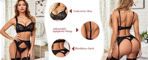 Amazon Avidlove Sexy Garter Lingerie Set With Belt 3 Piece Push Up Lace Lingerie Set With