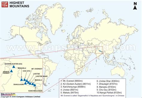 Map Of Tallest Mountains In The World | Draw A Topographic Map