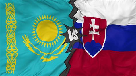 Kazakhstan Vs Slovakia Flags Together Seamless Looping Background