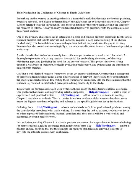 Chapter 1 Thesis Guidelines Pdf Thesis Teachers