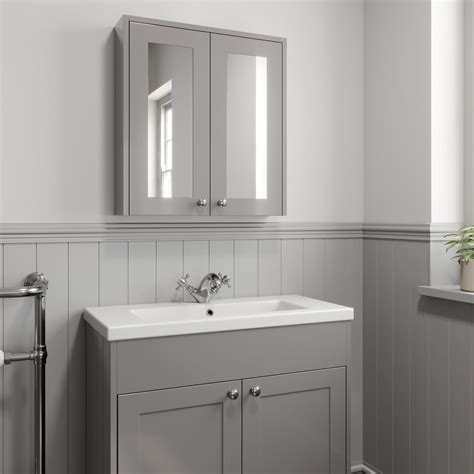 Détails Sur 600 Mm Miroir De Salle De Bain Armoire 2 Portes De Placard