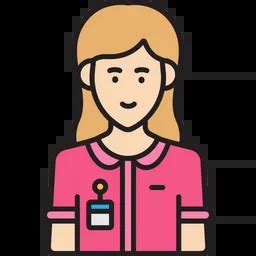 Employee Female Icon - Download in Colored Outline Style