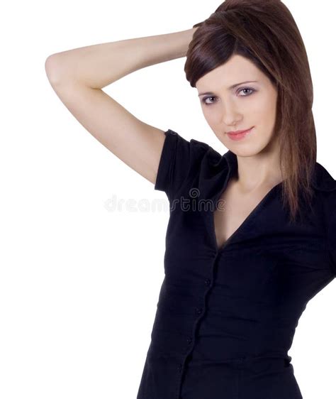 Lovely Brunette Over White Stock Image Image Of Girl