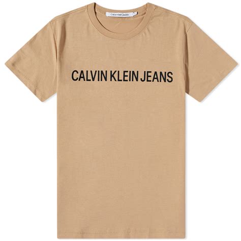 Calvin Klein Institutional Logo T Shirt Tawnysand End Gb