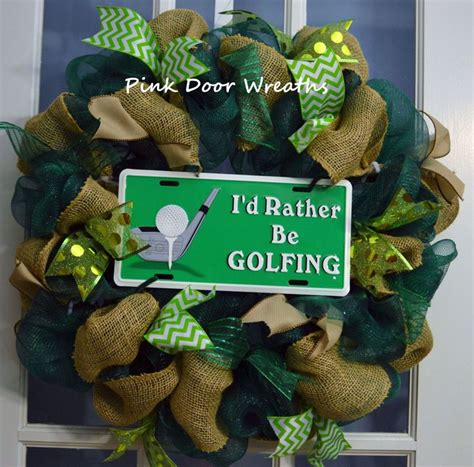 I D Rather Be Golfing Wreath Golf Green Burlap Door Wreaths Burlap