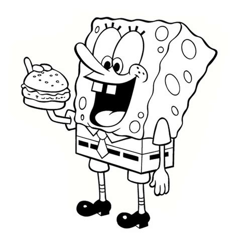 Desenho De Bob Esponja Comendo Hamb Rguer Para Colorir