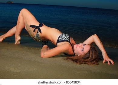 Sexy Bikini Model Posing On Beach Stock Photo Shutterstock