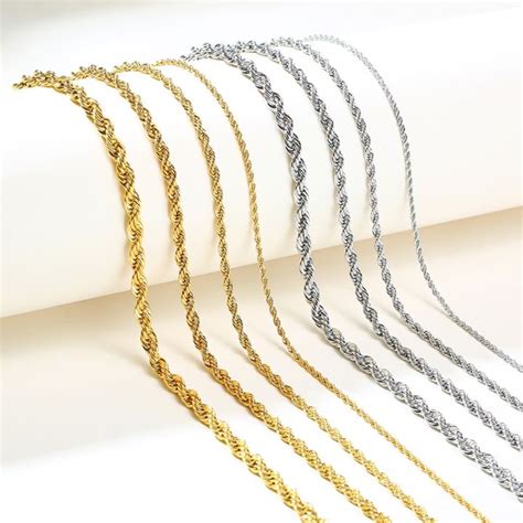Vnox Minimalist 2345mm Width Rope Twists Chain Necklaces For Women