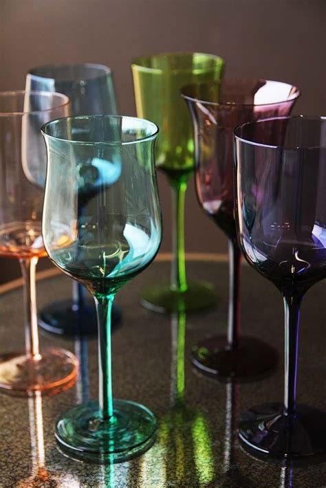 Set Of 6 Assorted Design And Jewel Coloured Wine Glasses From Rockett St George Colored Wine