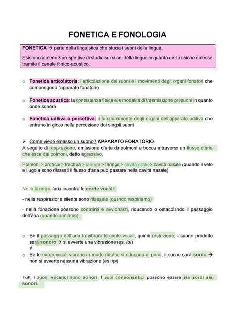 Fonetica E Fonologia Modulo 4 Linguistica Generale FONETICA E