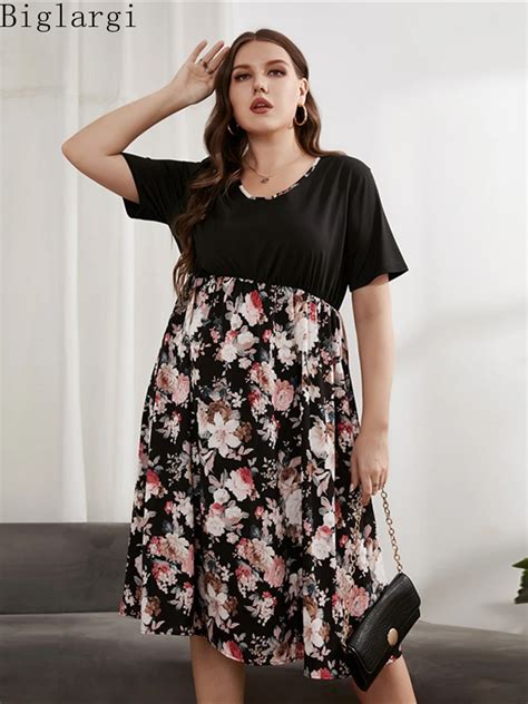 Plus Size Summer Women Flower Dress 2022 New Ladies Womens Loose Casual