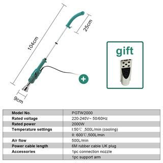 New2000W Weed Burner Electric Thermal Weeder Hot Air Weed Killer Weed Cutter Grass Flame Of