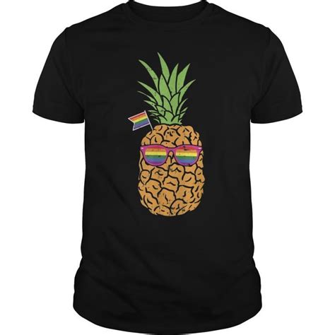 Gay Pineapple Funny Fruit Food LGBT Pride Rainbow Flag Gift T Shirt