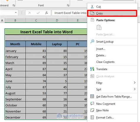 How To Insert Excel Table Into Word 8 Easy Ways Exceldemy