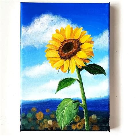 A Painting Of A Sunflower On A Canvas