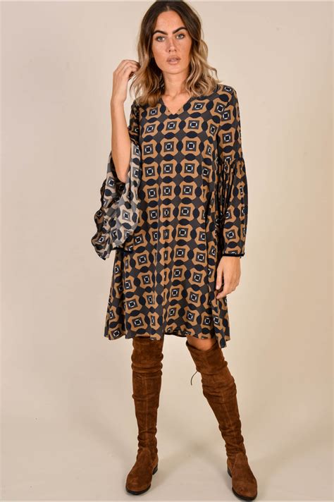 Steffen Schraut Kleid in Camel/Grau gemustert | GRUENER.AT