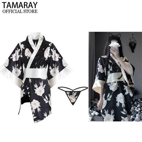 Sexy Lingerie Japanese Kimono Seductive Bathrobe Role Playing Uniform Cosplay Costume Set For