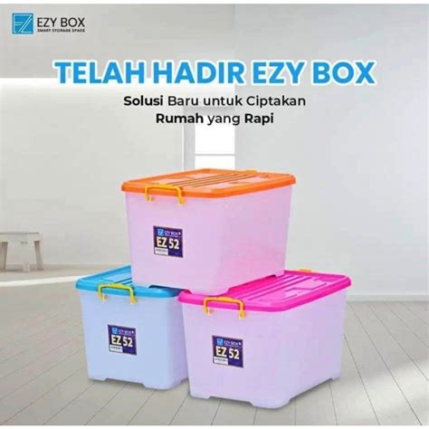 Jual Container Box Ezy Cb 52 Liter Tempat Penyimpanan Wadah Plastik Dengan Roda Kuat And Kokoh