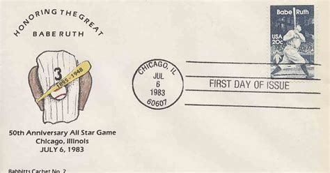 Baseball Stamps Postmarks Babe Ruth 1983