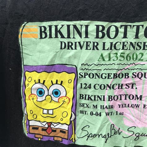 SPONGEBOB BIKINI BOTTOM DRIVER LICENSE XL MENS 24 X 27 Men S Fashion Tops Sets Tshirts