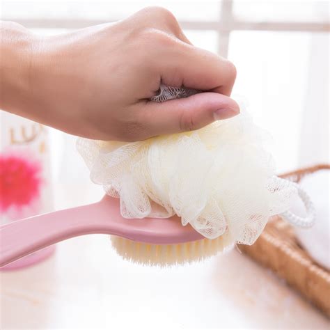 Shower Body Brush With Bristles And Loofah,Back Scrubber Bath Mesh ...