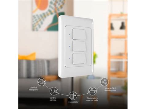 Interruptor Inteligente De Pared Nexxt NHE T100 De 3 Botones Wifi HOGAR