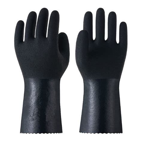 Long Black Nitrile Chemical Resistant Gloves Reusable Heavy Duty