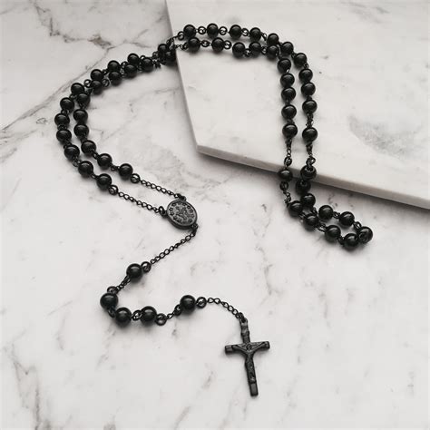 Rosary Necklace In Black Kireiki