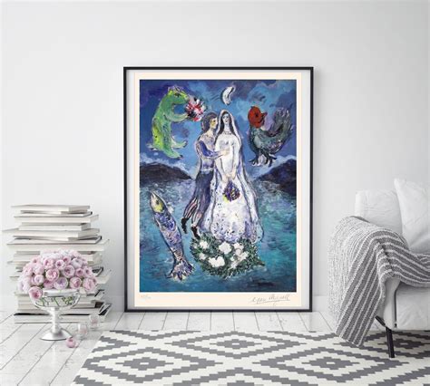 Marc Chagall Lovers In The Moonlight Original Lithograph Signed Print