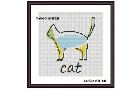 Simple Cute Cat Silhouette Cross Stitch Graphic By Tango Stitch