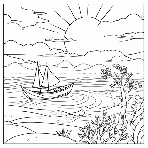 Sunset Coloring Page Coloring Corner