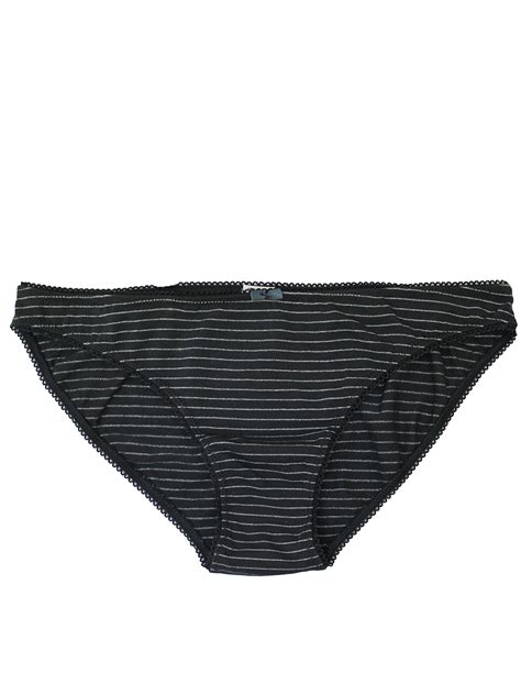 Grey Metallic Stripe Bikini Knickers Size M To L