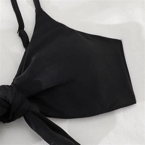 Zerone Ensemble Bikini Noeud Cravate Ensemble De Bikini De Couleur Pure Pour Femmes La Mode