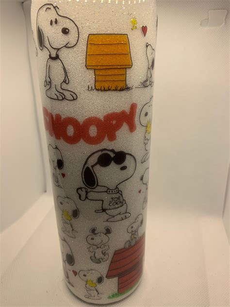 Snoopy Glitter Skinny Tumbler Etsy