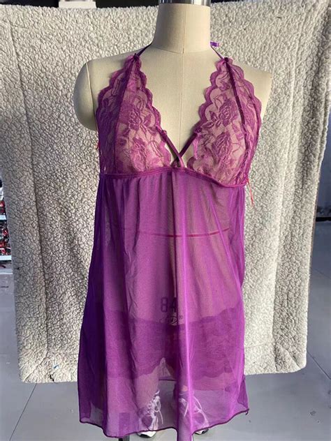 For Women Sexy Lace Babydoll Nightwear Set With G String Lingerie Au Ebay