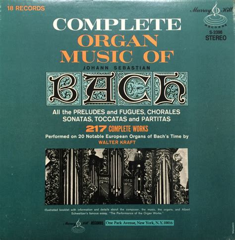 Complete Organ Music Of Johann Sebastian Bach Johann Sebastian Bach