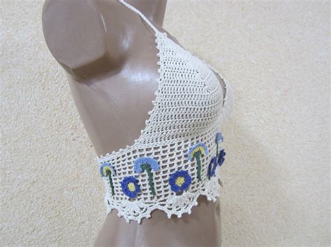 White Crochet Bikini Topcrochet Festival Top Etsy
