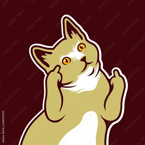 Cute Cat Stare Showing Fuck You Sign Vector Illustration Vector Stock Vector Adobe Stock