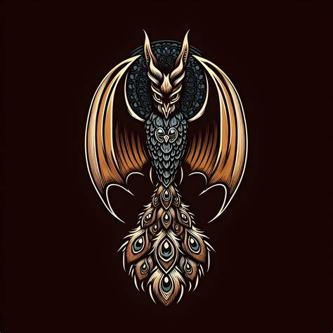 Majestic Nightfall, Unveiling the Enchanting Hybrid of Bat and Peacock