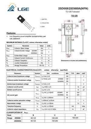2SD669 Datasheet and Replacement, Transistor Equivalent Finder, Cross ...