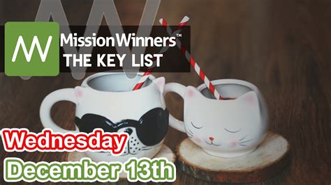 Key List™ Wednesday Dec 13 2023 Mission Winners