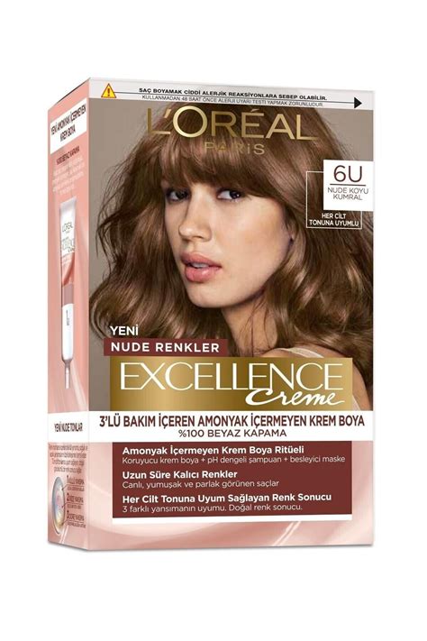 L Oreal Paris LOréal Paris Excellence Creme Nude Renkler Saç Boyası 6U Nude Koyu Kumral