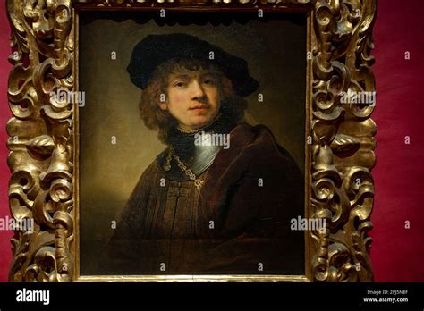 Self Portrait As A Young Man 1634 By Rembrandt In The Uffizi Stock