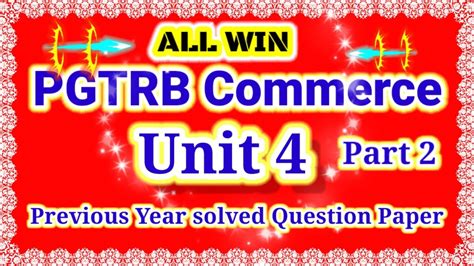 Trb Commerce Unit Previous Year Solved Question Paper Part Dont