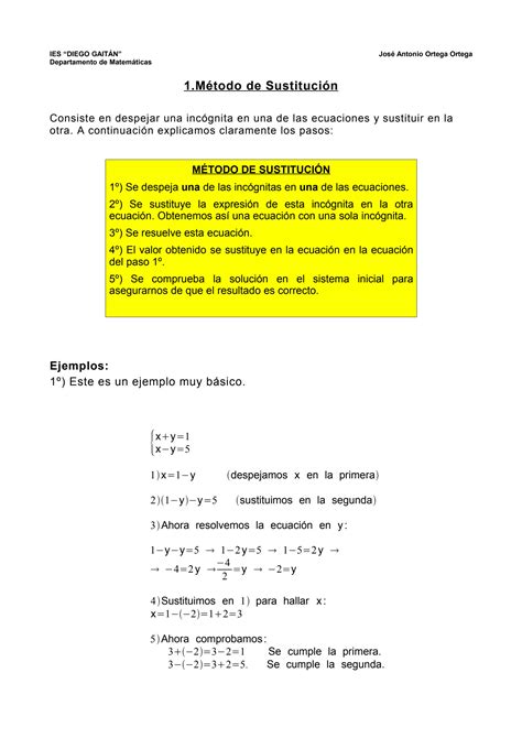 SOLUTION Mc3a9todos De Resolucic3b3n De Sistemas De Ecuaciones Studypool