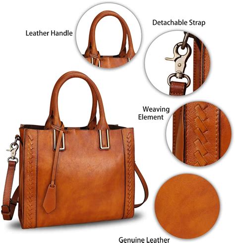 Genuine Leather Satchel Handbag For Women Vintage Handmade Shoulder Bag Cowhide Tote Pursebrown